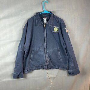 Bulwark Protective Denim Jacket Men's Size L Dark Blue Full Zip Pockets